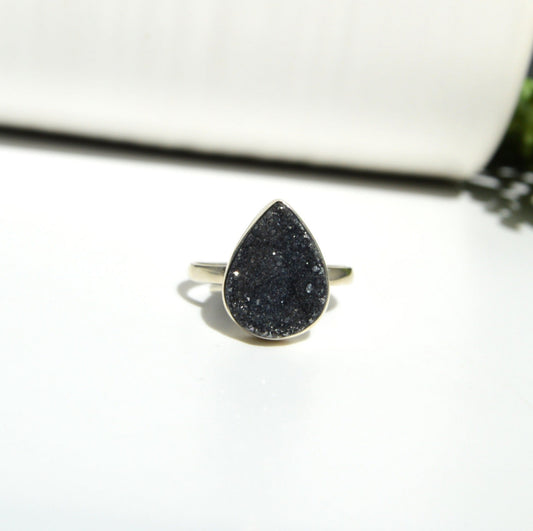 Black Druzy Ring