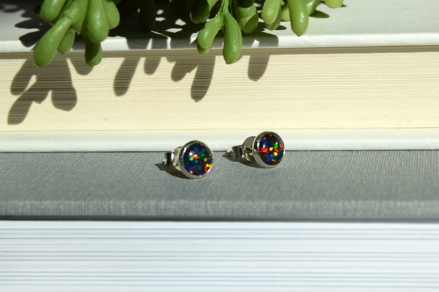 Black Opal Stud Earrings