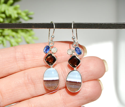 Blue Opal Dangle Earrings