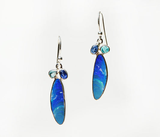 Blue Opal Dangle Earrings