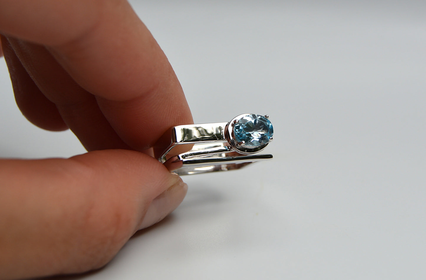 Blue Topaz Flare Ring Size 8.5