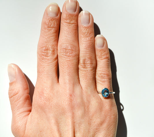 Blue Topaz Oval Ring Size 5