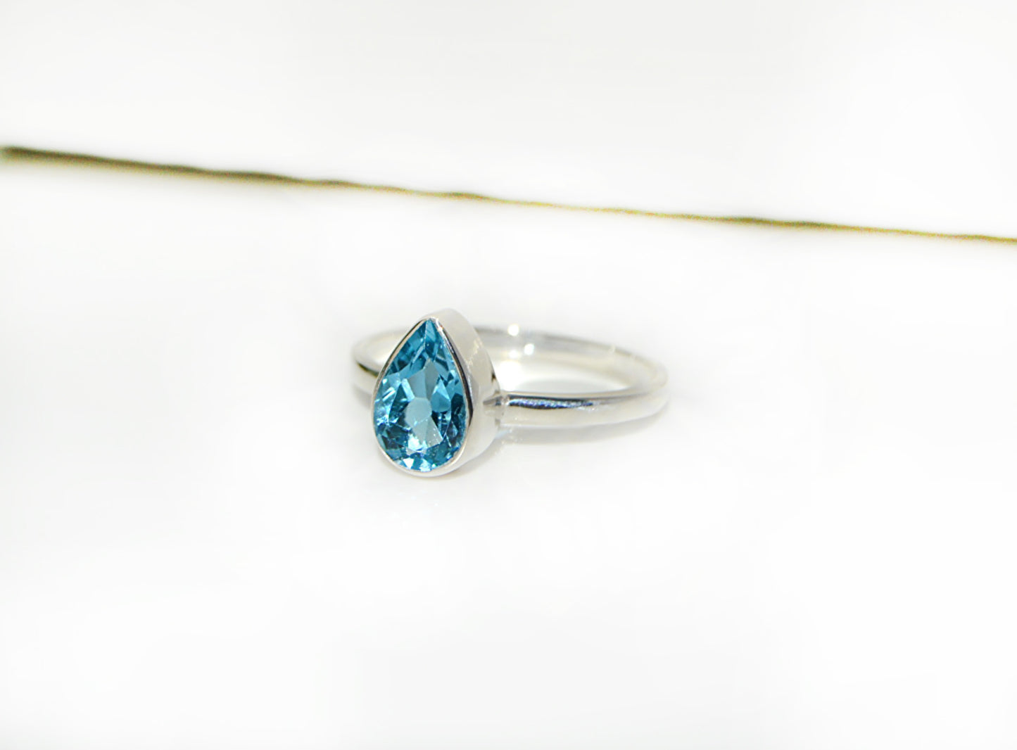 Blue Topaz Pear Shape Ring Size 8