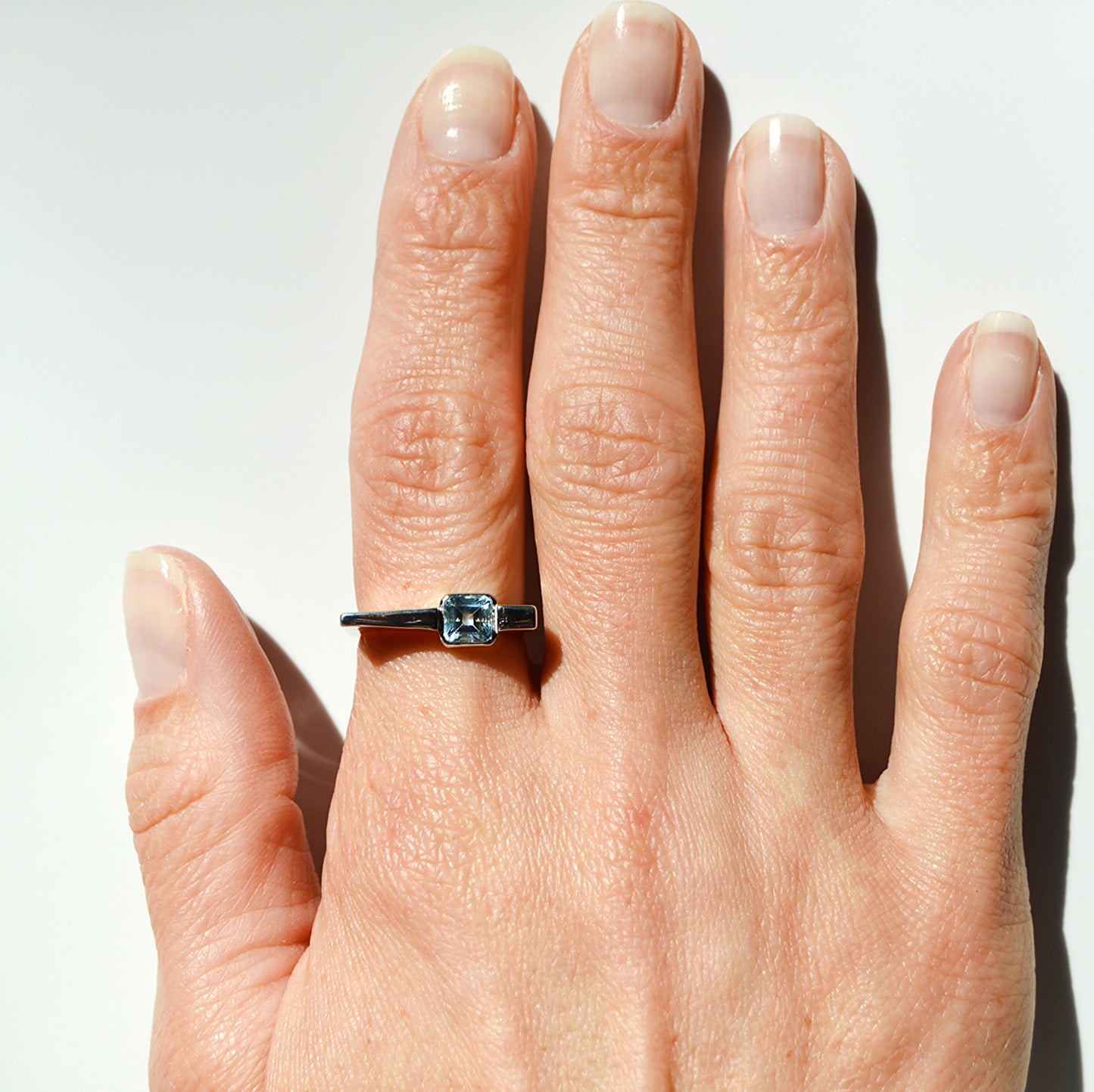 Blue Topaz Square Ring Size 8