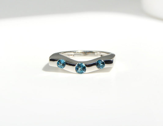Blue Topaz Wave Ring Size 6