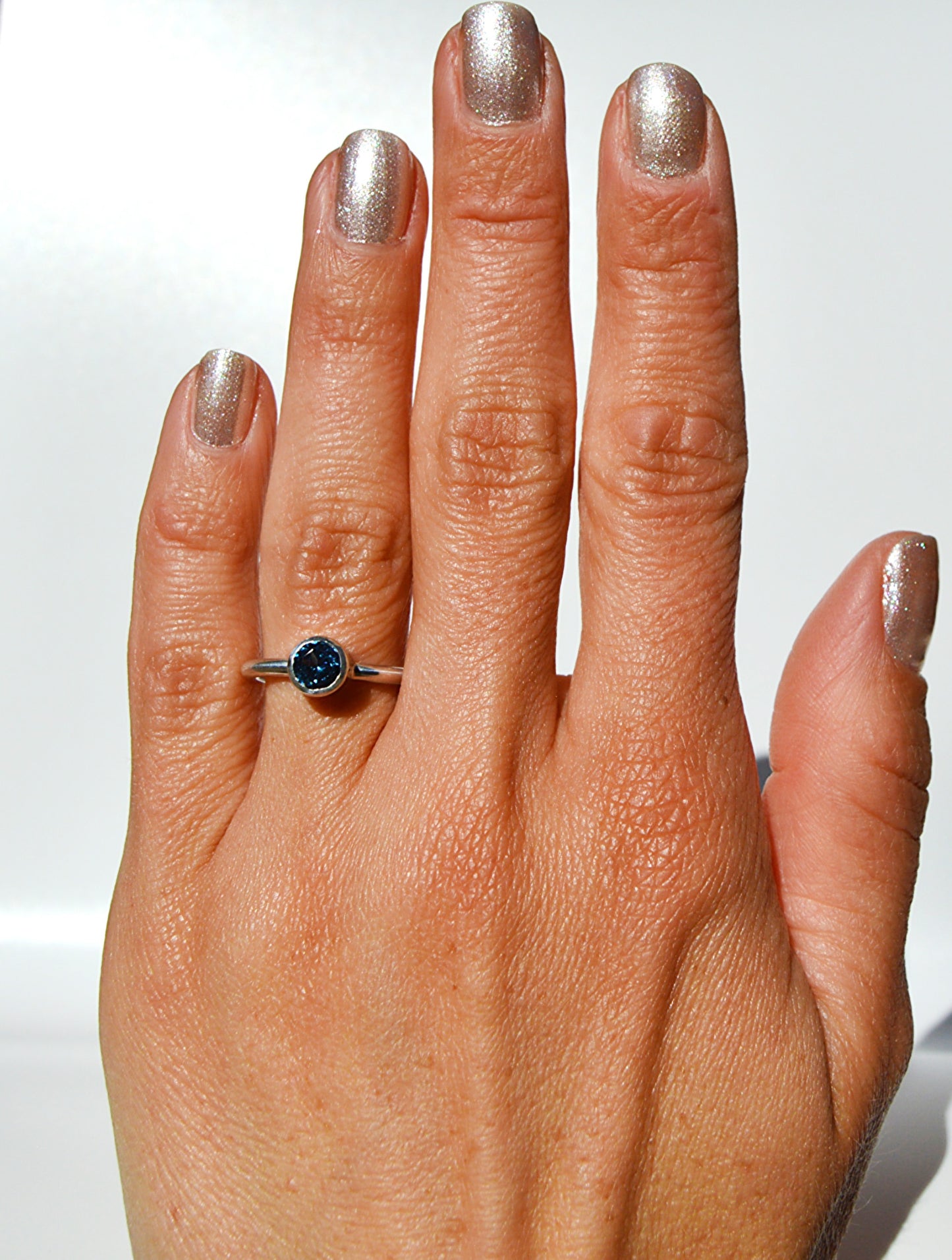 Blue Zircon Tube Set Ring
