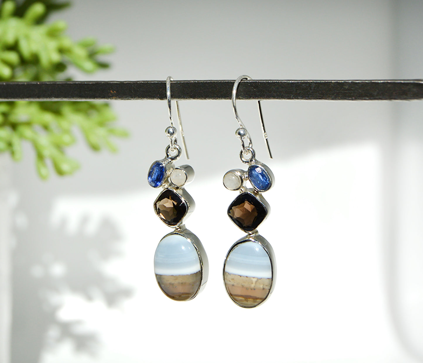 Blue Opal Dangle Earrings