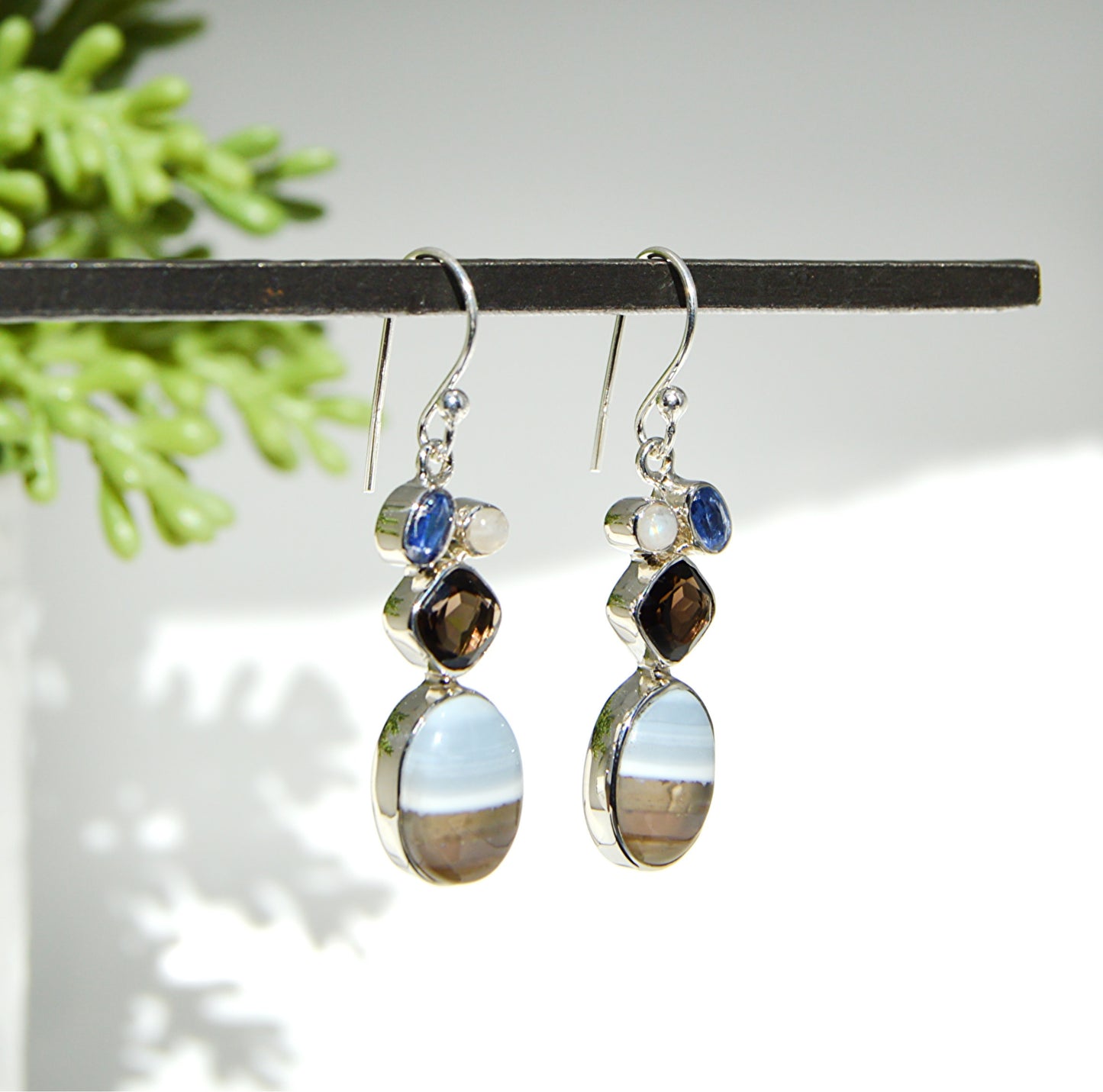 Blue Opal Dangle Earrings