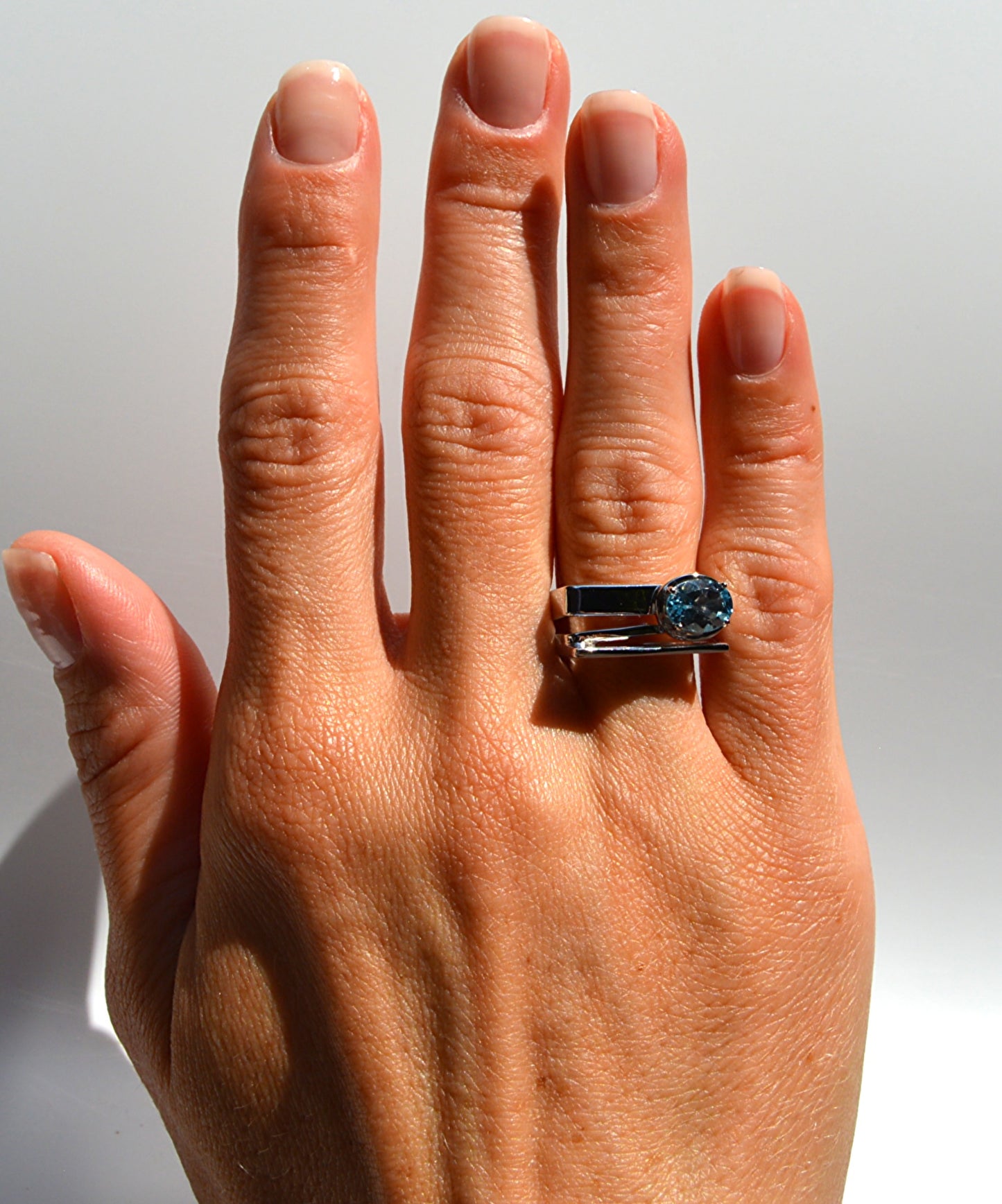 Blue Topaz Flare Ring Size 8.5