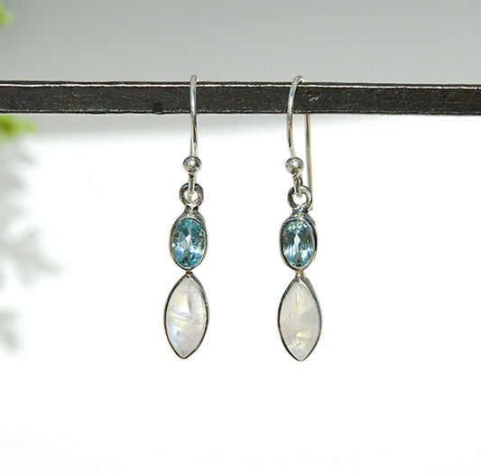 Blue Topaz & Moonstone Drop Earrings