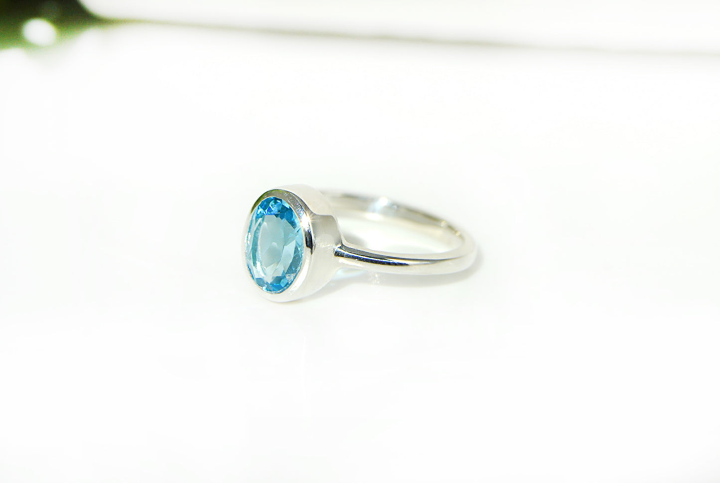 Blue Topaz Oval Ring Size 5