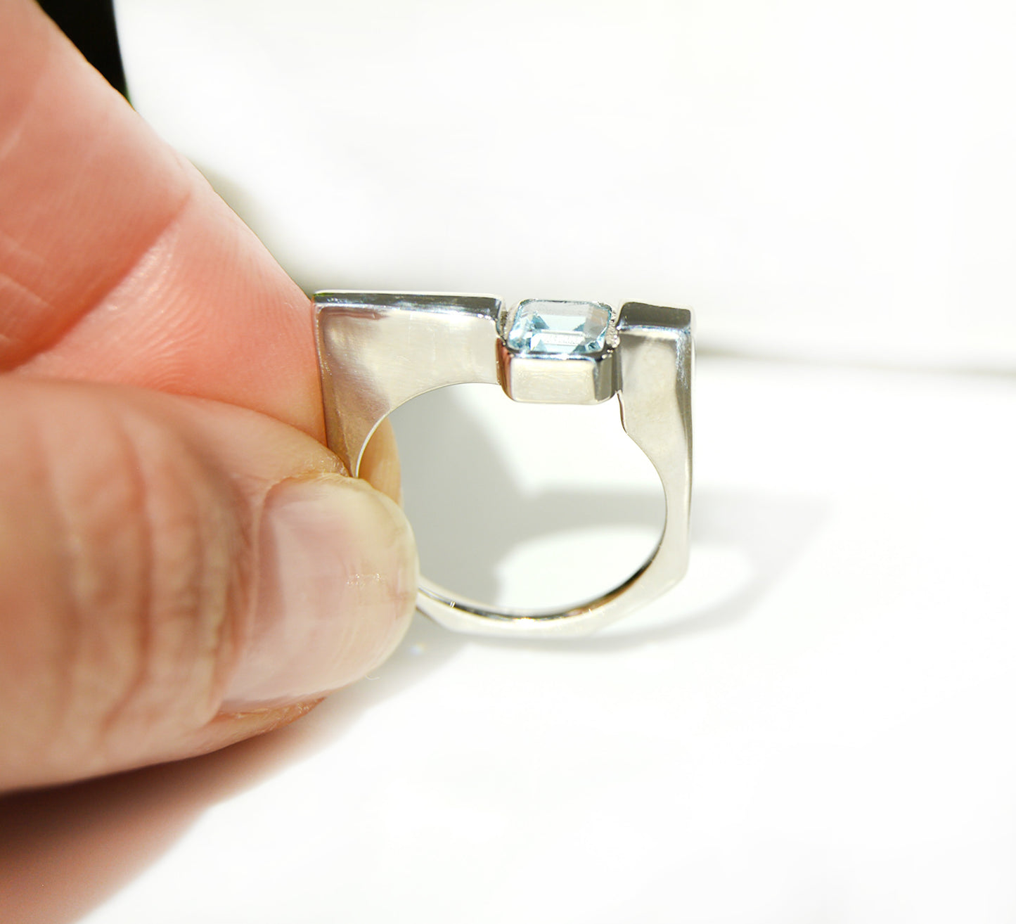 Blue Topaz Square Ring Size 8