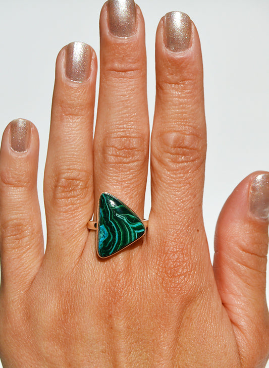 Chrysocolla Triangle Ring Size 9