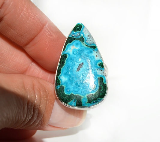 Chrysocolla Double Band Ring Size 9