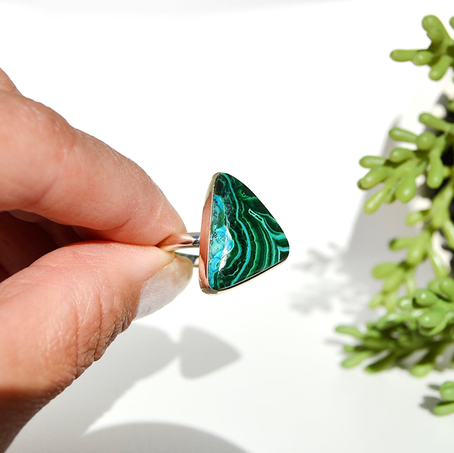 Chrysocolla Triangle Ring Size 9