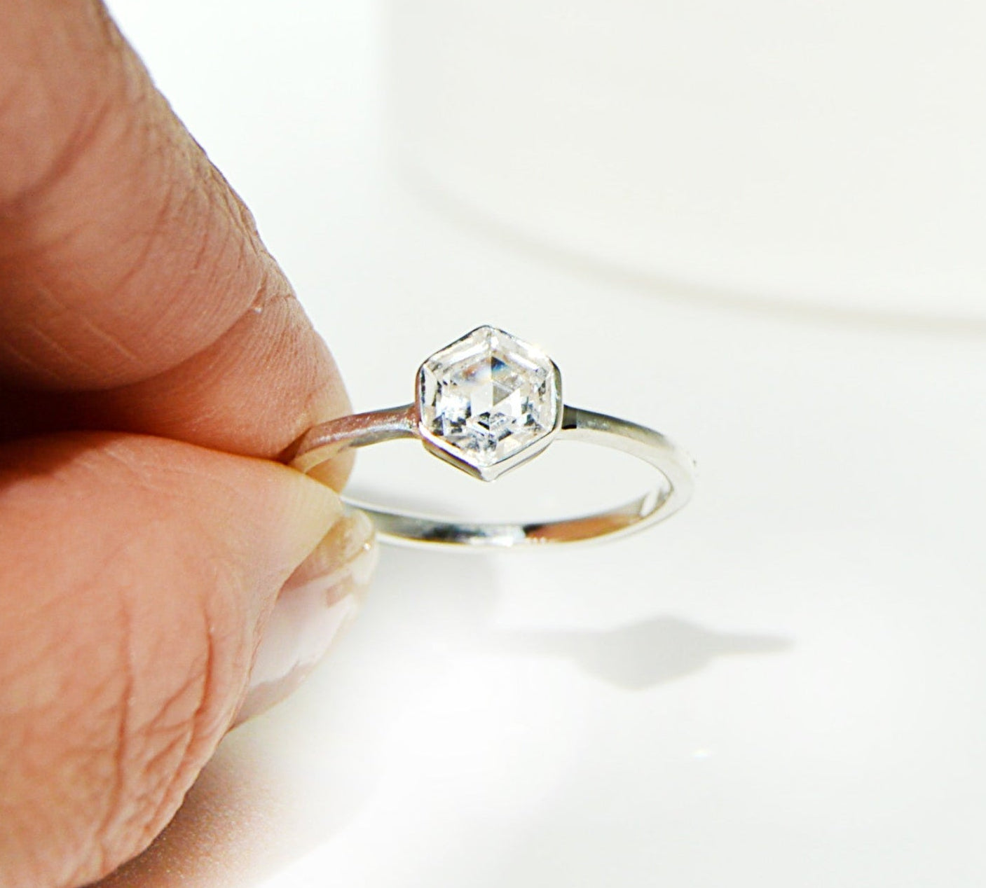 sterling silver handmade ring, clear quartz size 6 Jeni Marie Jewelry 
