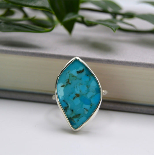 Turquoise Diamond Ring Size 7.5