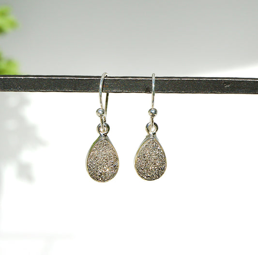Silver Druzy Dangle Earrings