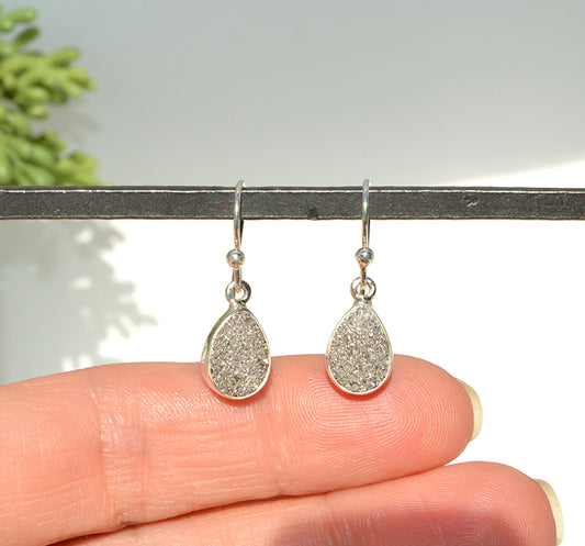 Silver Druzy Dangle Earrings