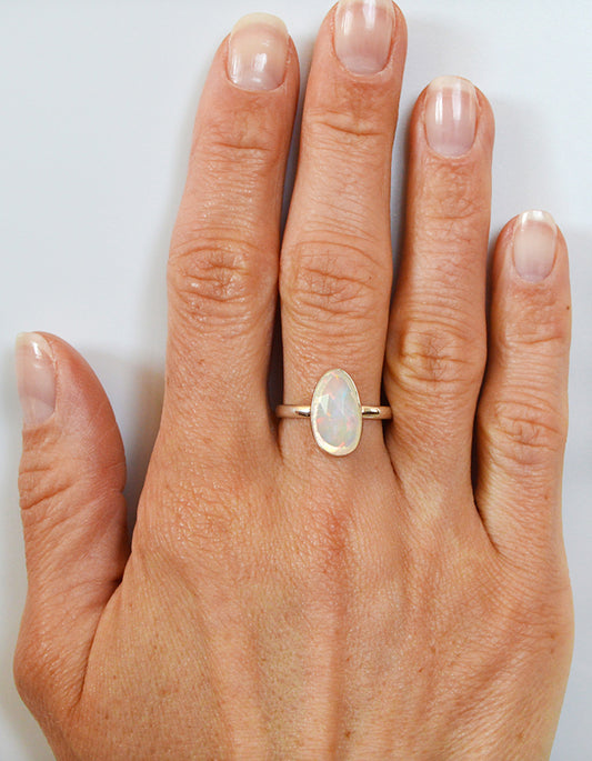 Unique cut on a rare Ethiopian Opal set in .925 sterling silver. 