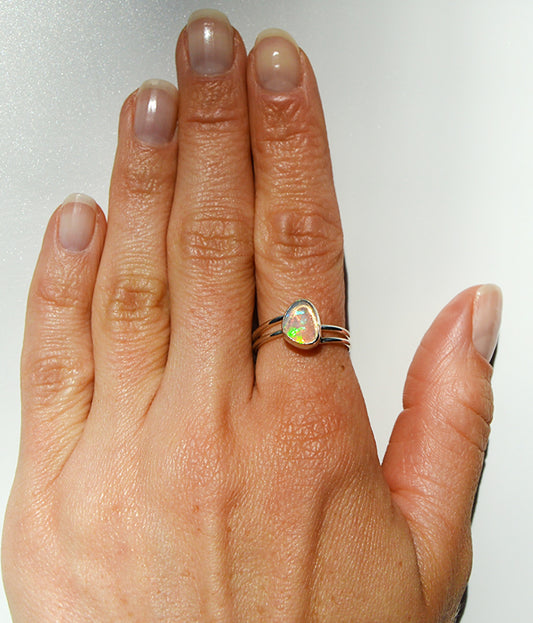 Handmade sterling silver ring, size 8, double band ring 