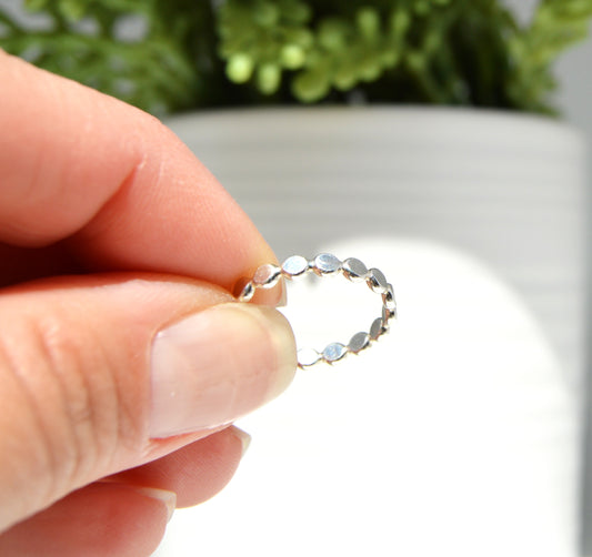 Flat Beaded Ring in Sterling Silver or Gold