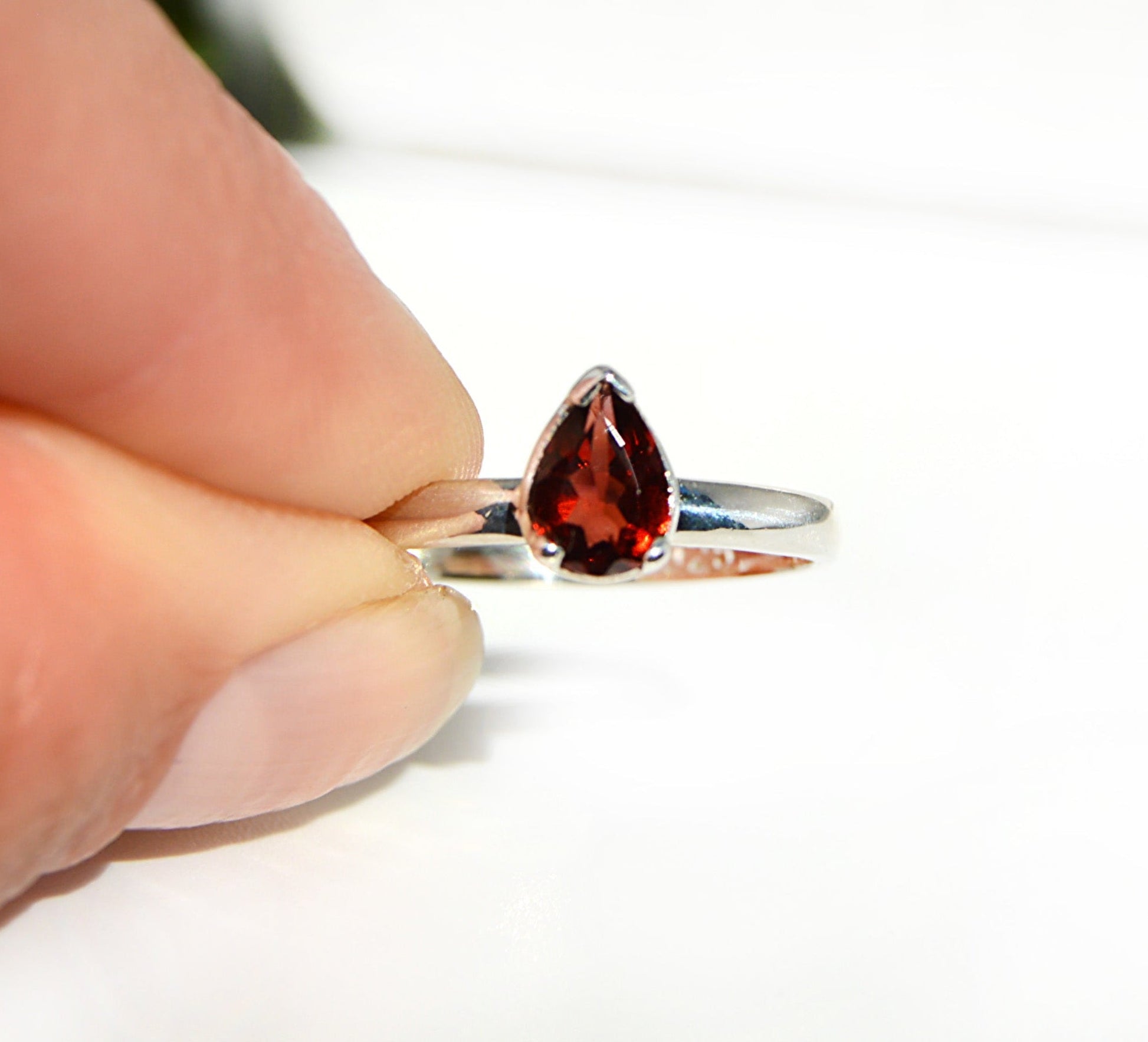 Sterling silver garnet ring
