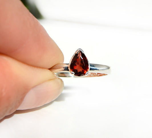 Sterling silver garnet ring