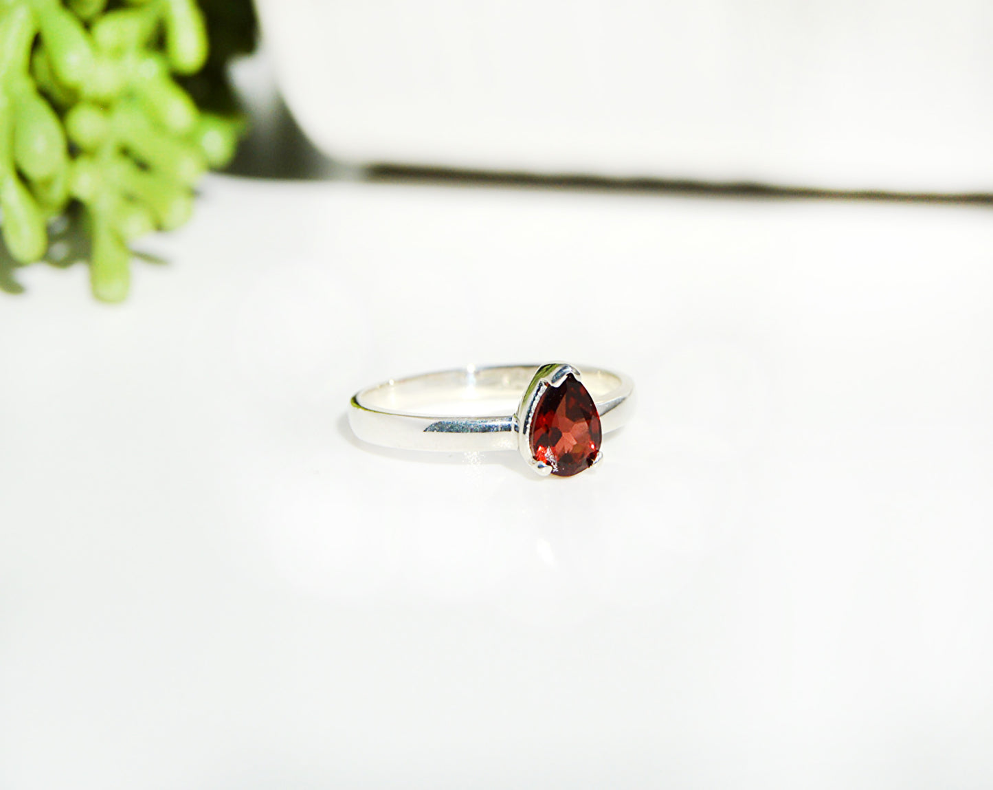 Garnet Ring Pear Shape Size 7