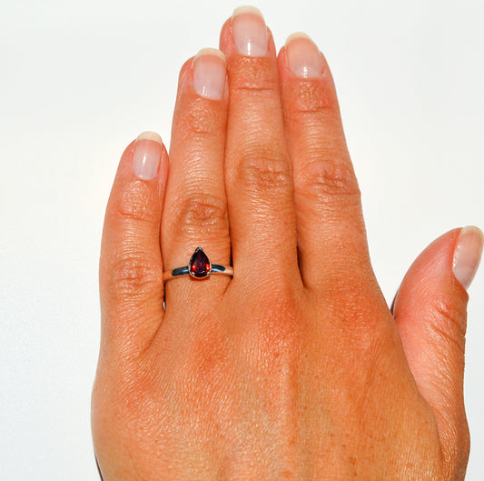 Garnet Ring Pear Shape Size 7