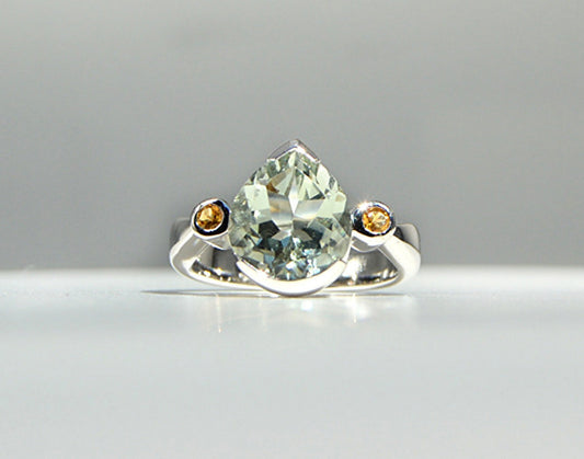 Green Amethyst with Citrine Ring Size 5