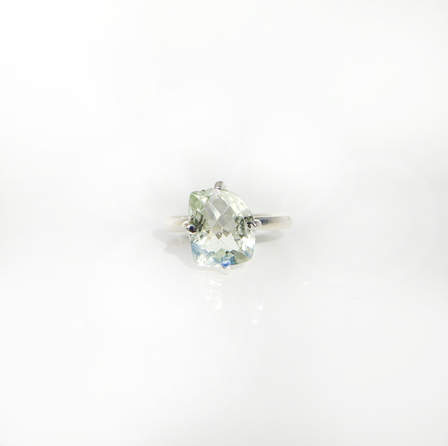 Green Amethyst Prong Set Ring Size 10