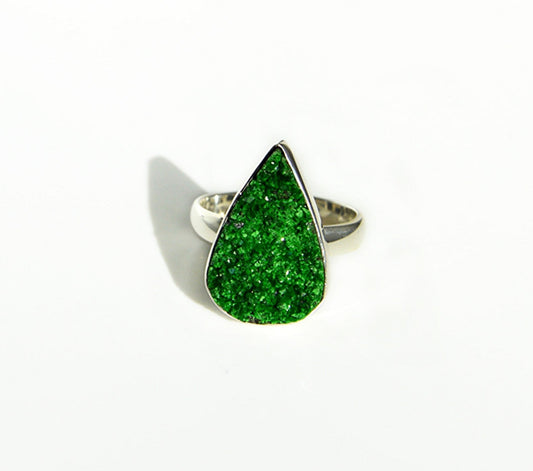 Green Druzy Ring Size 8