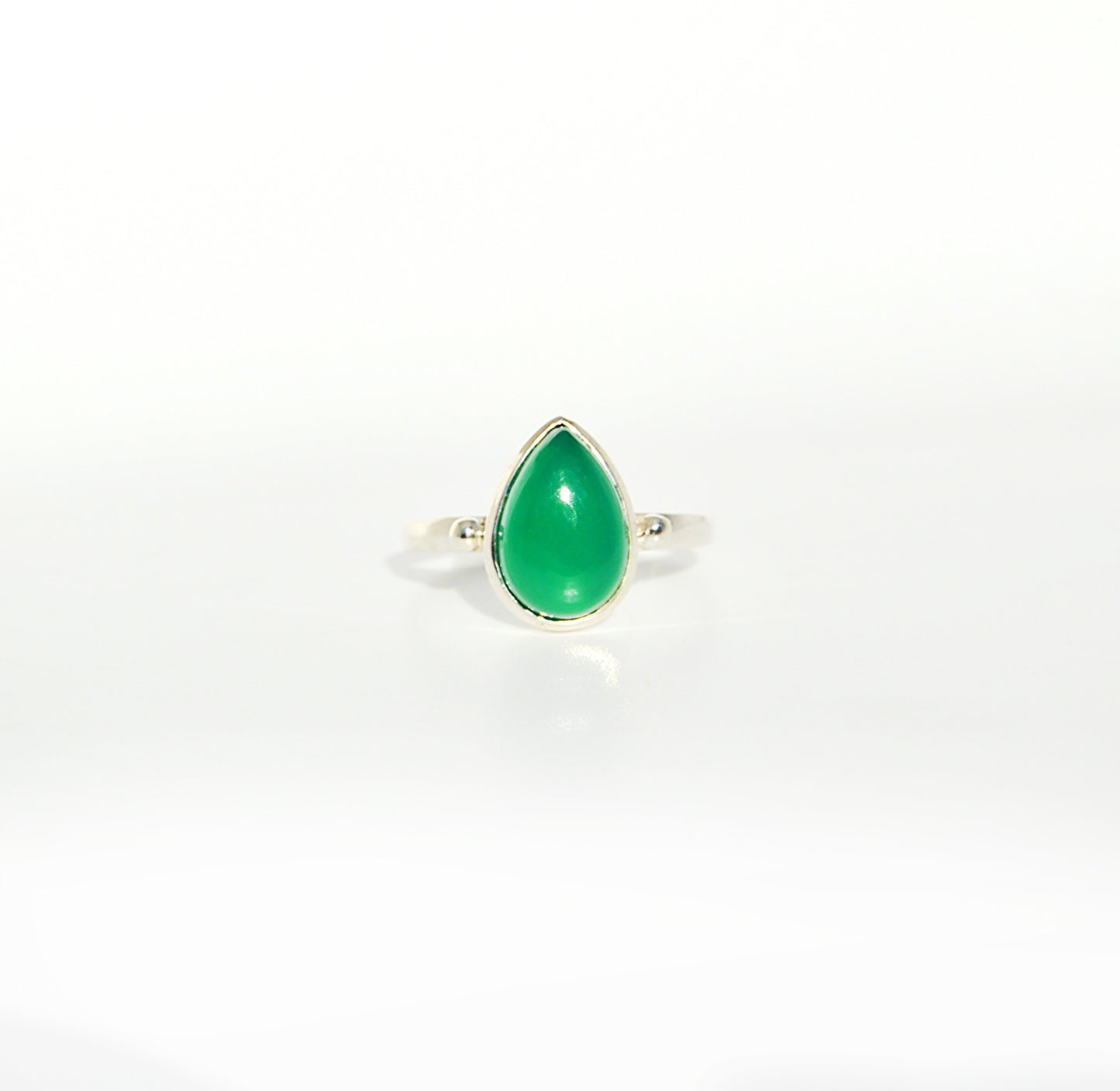 Green Onyx Pear Ring Size 9