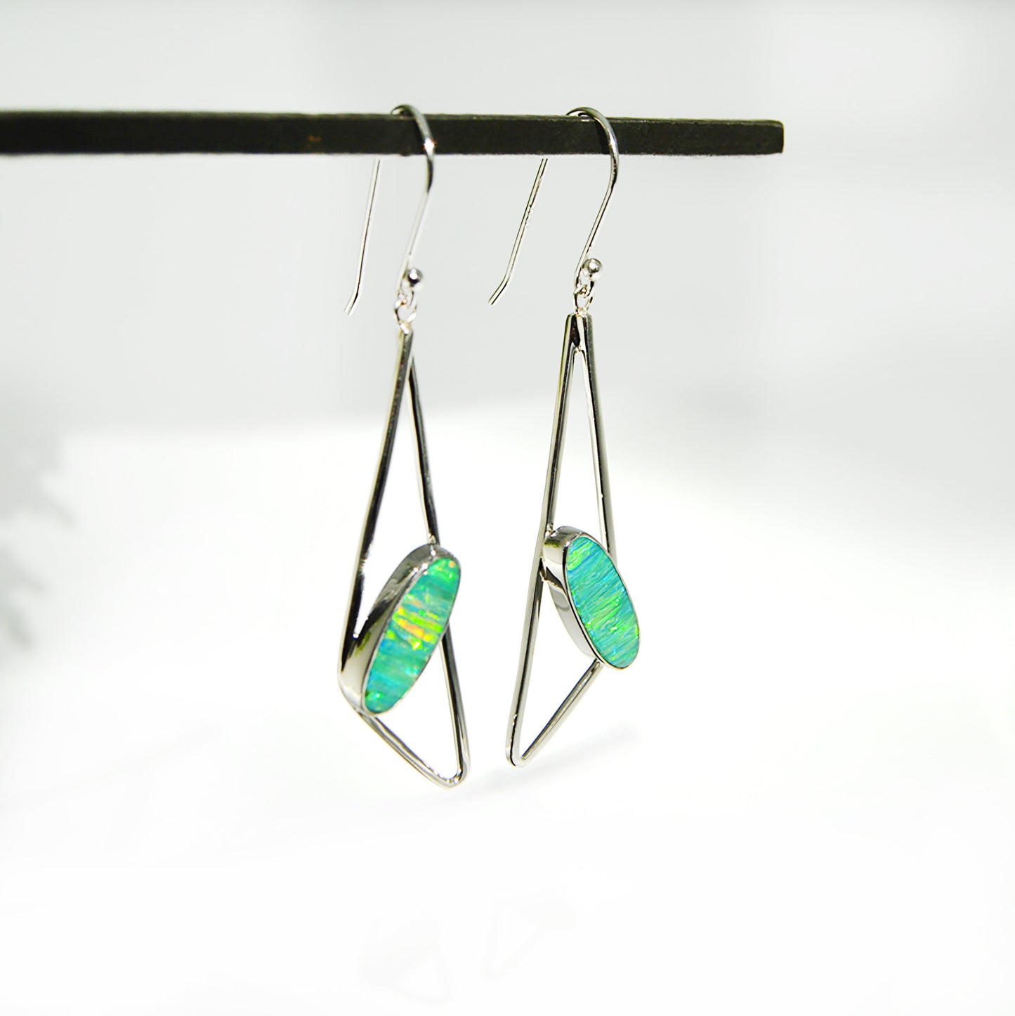 Green Opal Dangle Earrings