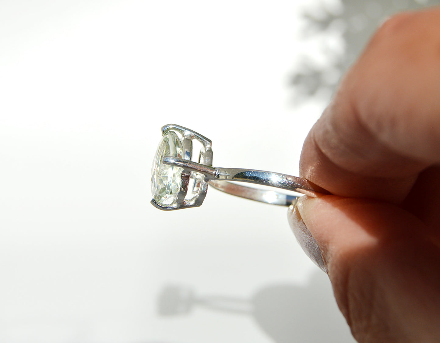 Green Amethyst Prong Set Ring Size 10