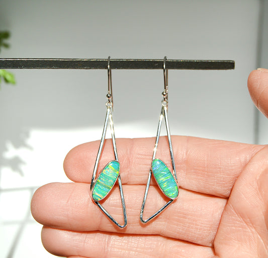 Green Opal Dangle Earrings