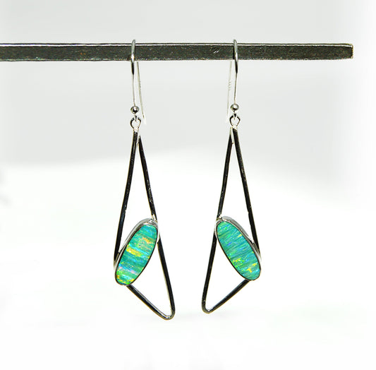 Green Opal Dangle Earrings