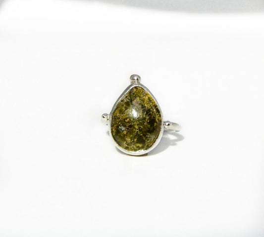 Green Unakite Ring Size 7.5