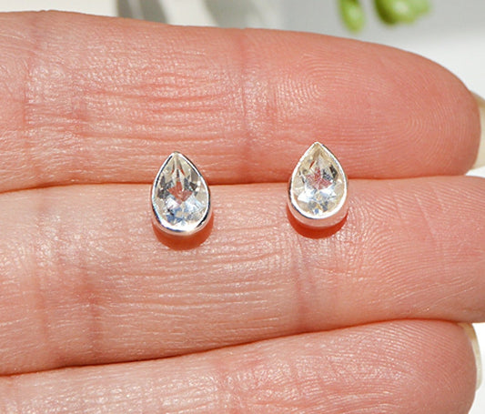 Herkimer Diamond Tear Drop Stud Earrings