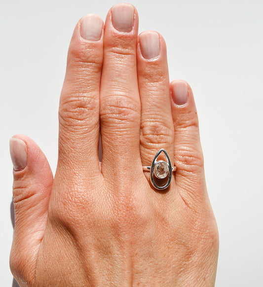 JeniMarie Jewelry's handmade Herkimer Diamond ring set in sterling silver making it hypoallergenic. 