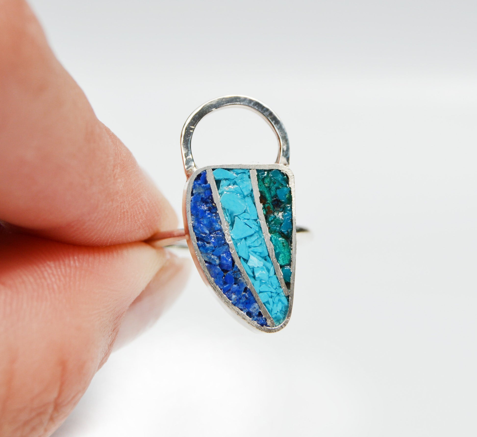 JeniMarie Jewelry with a rare and fun inlay ring set in sterling silver and a comfort band. 