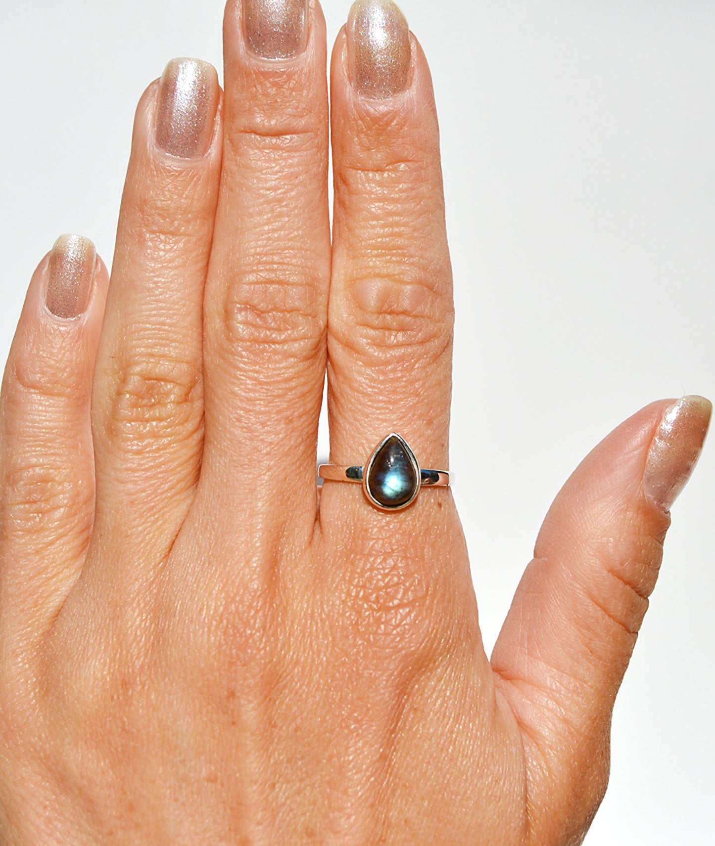 Labradorite Pear Shape Ring Size 9