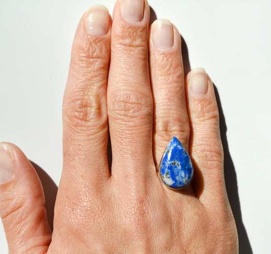 Lapis Teardrop Ring Size 6