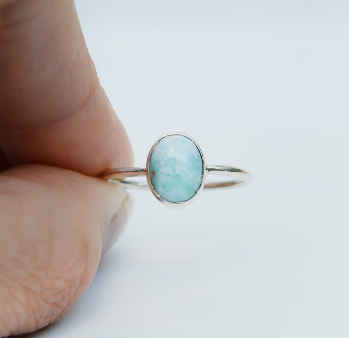 JeniMarie Jewelry with a beautiful and fun larimar ring set in sterling silver. 