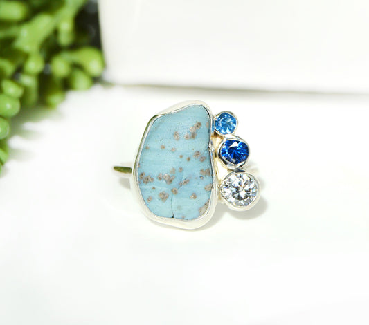 Ring with Leeland Blue stone with silver accents 