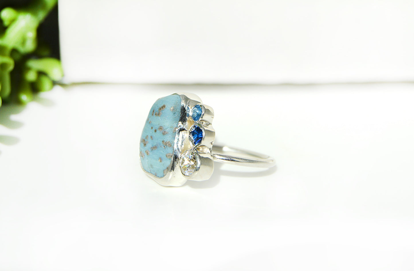 Leelanau Blue Ring with Accent Stones Size 7.5