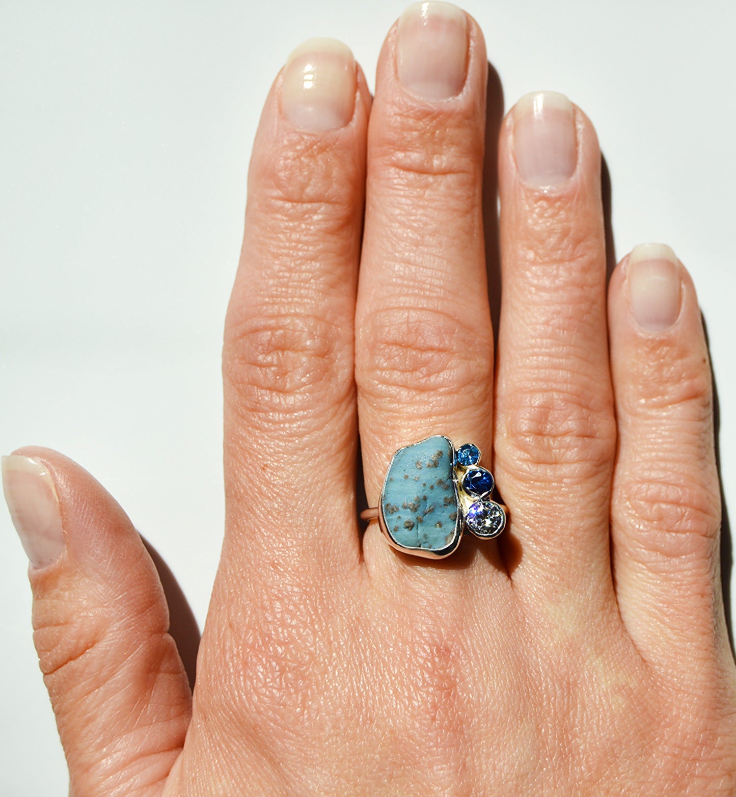Leelanau Blue Ring with Accent Stones Size 7.5