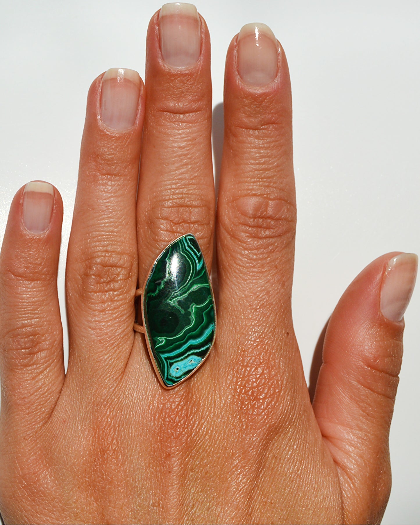 Malachite Double Band Ring Size 8