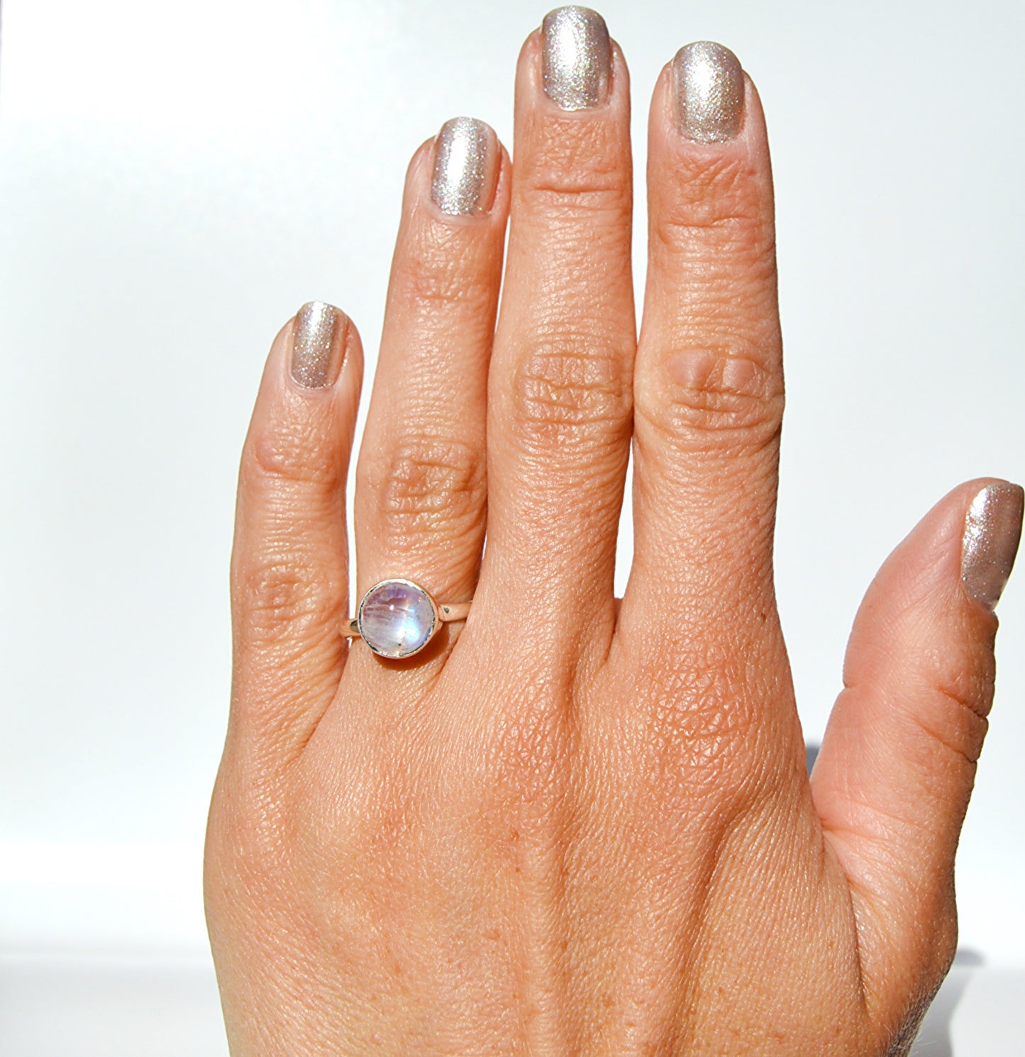 Moonstone Round Ring Size 6
